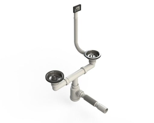 ÇÖP MAK ÇİFT TASLI KÜVET TAŞMALI  EVYE SİFONU  Ø40-50 MM