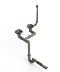 DONAU - ÇÖP KAFALI ÇİFTLİ GÖZLÜ ESLİ EVYE SİFONU (DİRSEK Lİ-KÖRÜKLÜ-YUVARLAK TAŞMALI-Ø40-50 MM)