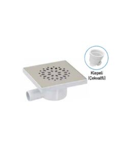 GAMA - 15*15 KARE YER SÜZGECİ PASLANMAZ IZGARALI Ø32 YANDAN ÇIKIŞLI