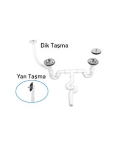GAMA - S ÇİFTLİ ÇÖPMAK SİFONU DÜZ TAŞMALI