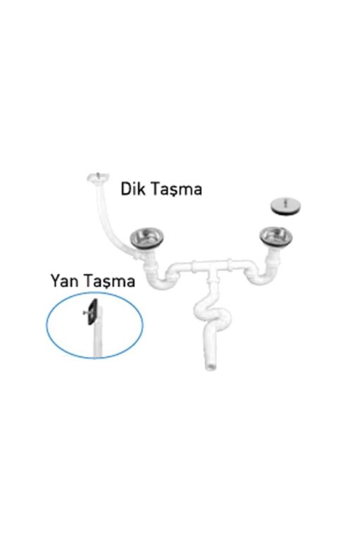 GAMA - S ÇİFTLİ ÇÖPMAK SİFONU DÜZ TAŞMALI