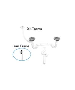 GAMA - S ÇİFTLİ ÇÖPMAK SİFONU DÜZ TAŞMALI (DERİN)