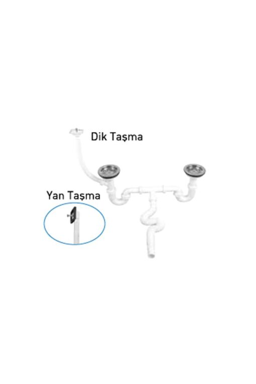GAMA - S ÇİFTLİ ÇÖPMAK SİFONU DÜZ TAŞMALI (DERİN)